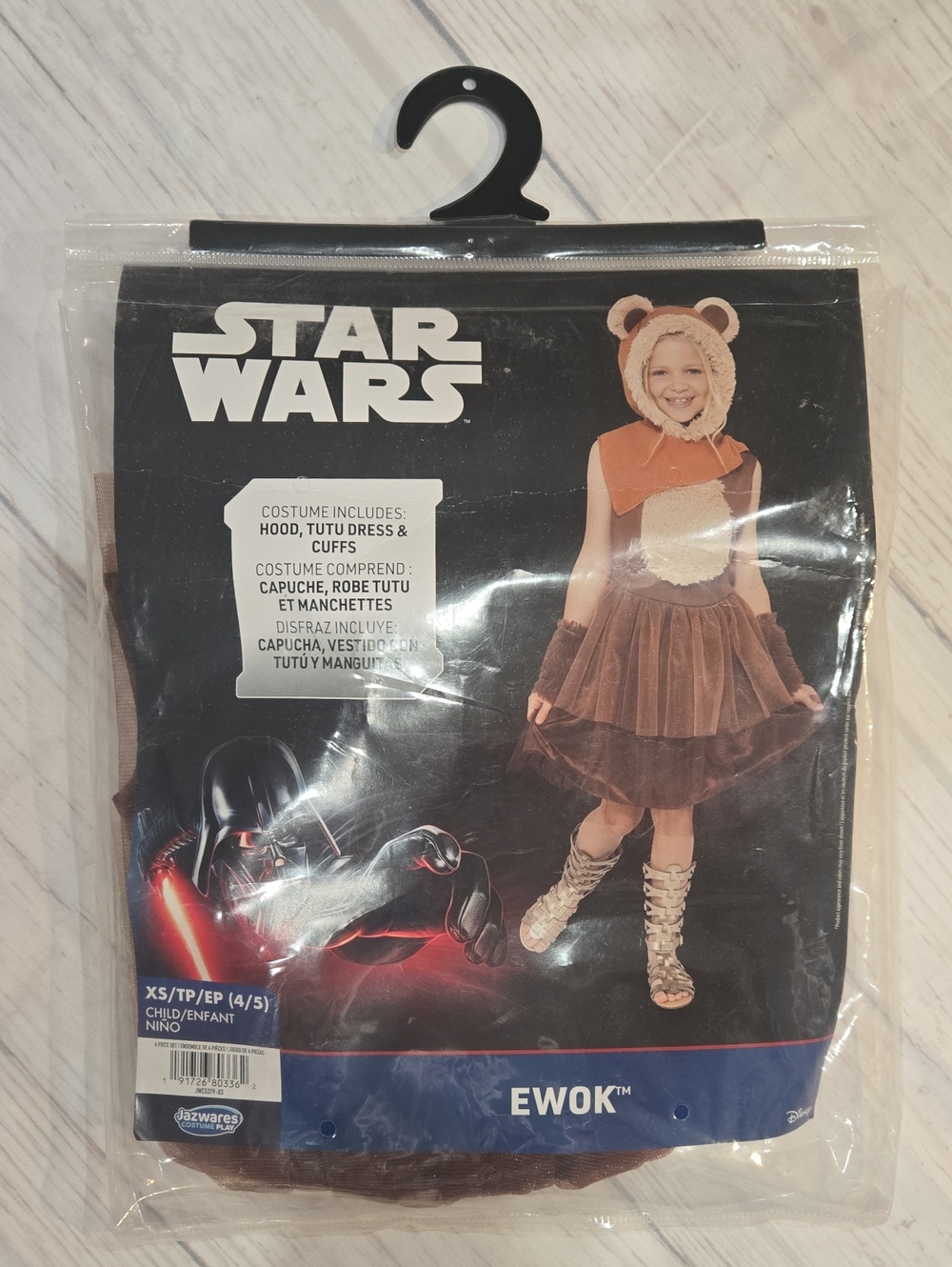 Star Wars Ewok Kids Costume Tutu Dress Hood & Cuffs XS